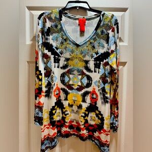 Colorful V Cristina Geometric Print Women's Top